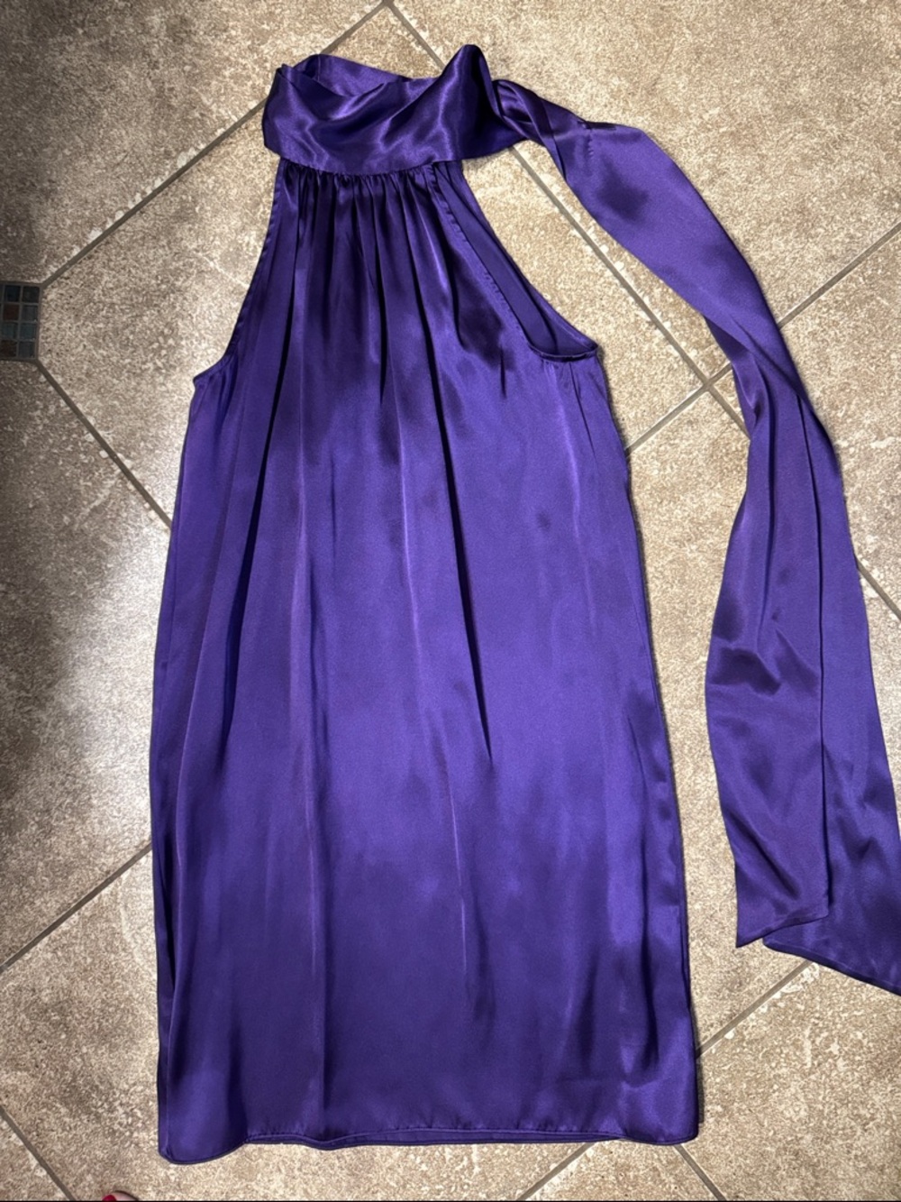 Jessica Howard Deep Purple Satin Halter Dress